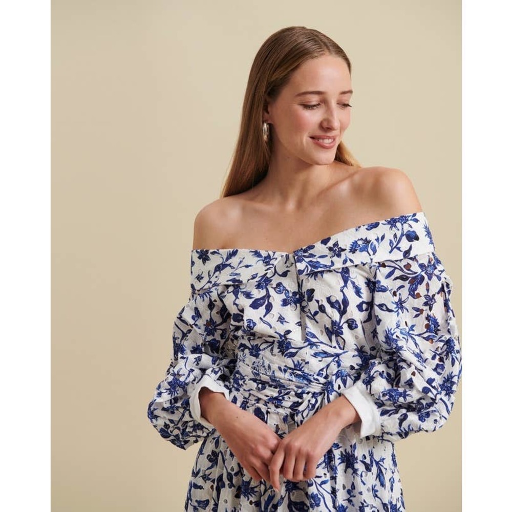 Anne Fontaine Eulalie Maxi Dress Blue Floral - Picture 4 of 11